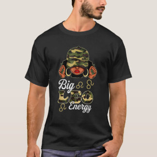 獅子座の大きなエネルギー 黒人女性 カモフラージュ アストロジー Tシャツ
