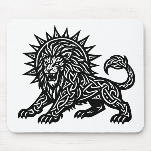 獅子座の太陽のたてがみを持つライオン | BurnsInHell マウスパッド (正面)