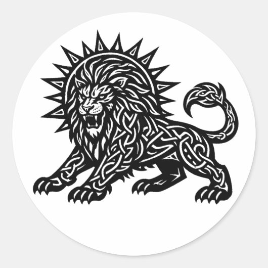 獅子座の太陽のたてがみを持つ獅子 | BurnsInHell ラウンドシール (正面)