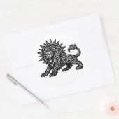 獅子座の太陽のたてがみを持つ獅子 | BurnsInHell ラウンドシール (封筒)