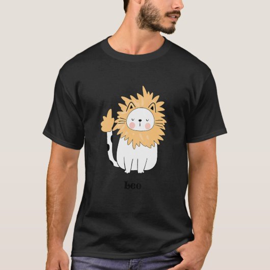獅子座の猫のかわいい誕生石 Tシャツ (正面)