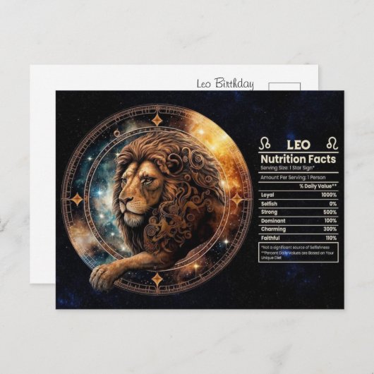 獅子座の誕生日ポストカード ポストカード (正面/裏面)
