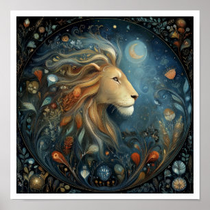 獅子座の誕生星座占いと天体 ポスター