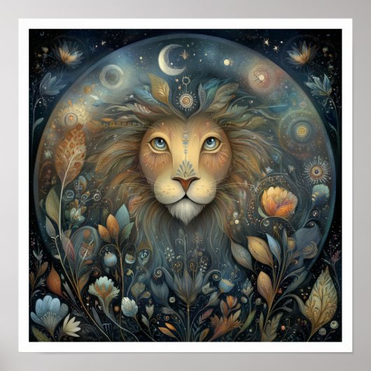獅子座の誕生星座占いと天体 ポスター (正面)