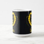 獅子座を象徴する太字の金色のライオンのヘッド コーヒーマグカップ (中央)
