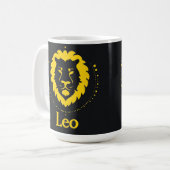 獅子座を象徴する太字の金色のライオンのヘッド コーヒーマグカップ (正面左)