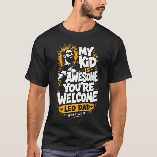 獅子座パパTシャツ - 旦那様への誕生日プレゼント Tシャツ (正面)