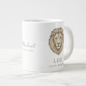 獅子座パーソナライズ名前＆誕生日 ジャンボコーヒーマグカップ (正面右)