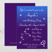 獅子座パーソナライズ ギャラクシー パーティー 招待状 (正面/裏面)