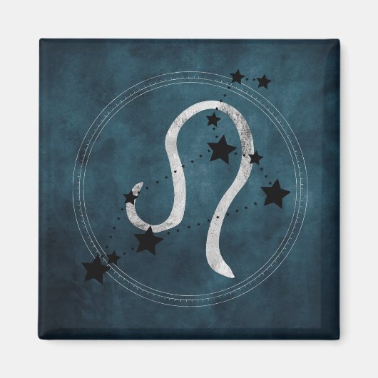 獅子座レオ黒銀コンステレーション〔占星術の〕十二宮図 マグネット (正面)