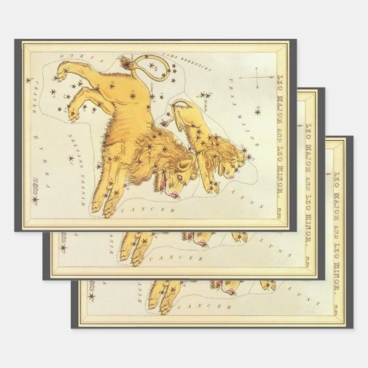 獅子座ヴィンテージ座ウラニア鏡 ラッピングペーパーシート (セット)