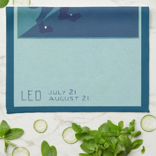 獅子座ヴィンテージ〔占星術の〕十二宮図星占 キッチンタオル (折り畳み)