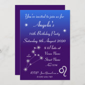 獅子座 ギャラクシー パーティー 誕生日 招待状 (正面/裏面)