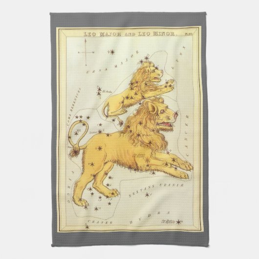 獅子座 ヴィンテージ星座 ウラニアの鏡 キッチンタオル (縦)