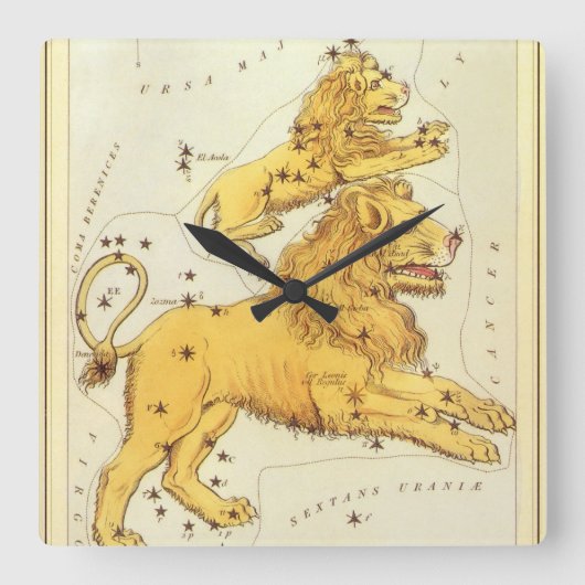 獅子座 ヴィンテージ星座 ウラニアの鏡 スクエア壁時計 (正面)