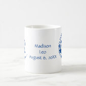 獅子座 占星術 誕生日 青 白 コーヒーマグカップ (中央)