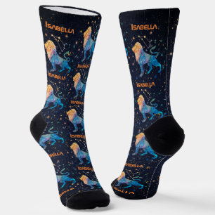 獅子座 星座 十二星座 水彩 星 銀河 ソックス