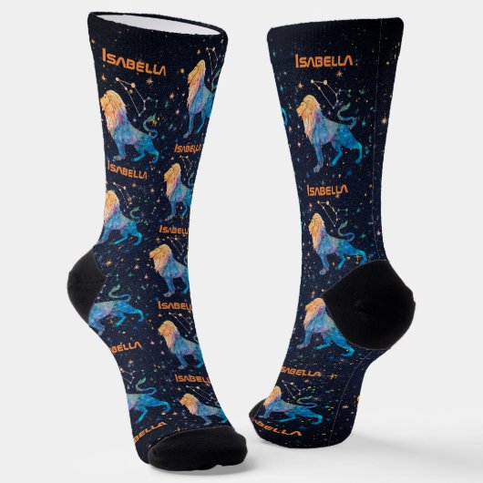 獅子座 星座 十二星座 水彩 星 銀河 ソックス (傾斜あり)