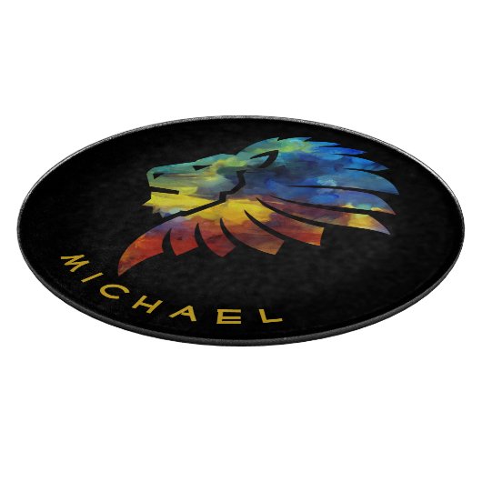 獅子抽象芸術カラフル王冠男性へ カッティングボード (角)