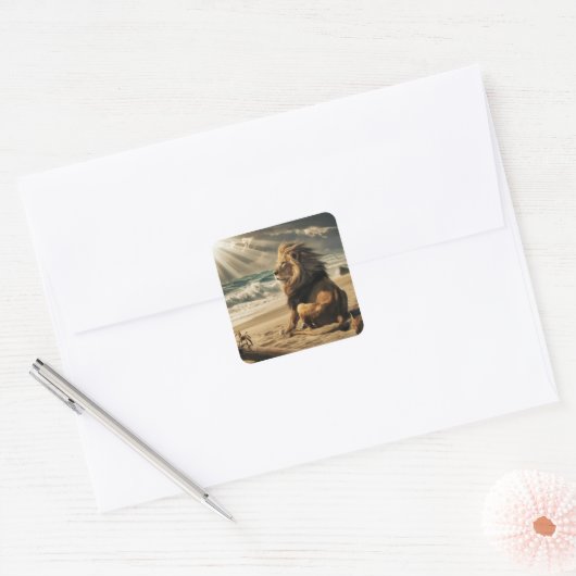 獅子波オンビーチ スクエアシール (封筒)