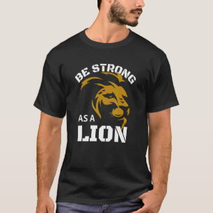 獅子男女のステンシルのように強い Tシャツ