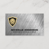 獅子盾 | メタルテクスチャの背景 名刺 (正面)