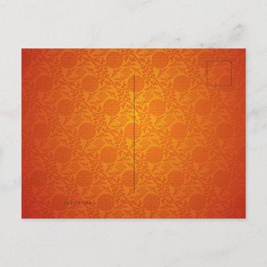 獅子舞中国の新年の挨拶はがき インビテーションポストカード (裏面)