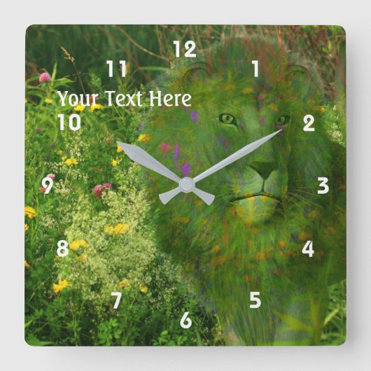 獅子花ファンタジー スクエア壁時計 (正面)
