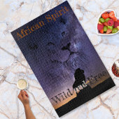 獅子霊野生と自由シルエットの夕日 ジグソーパズル