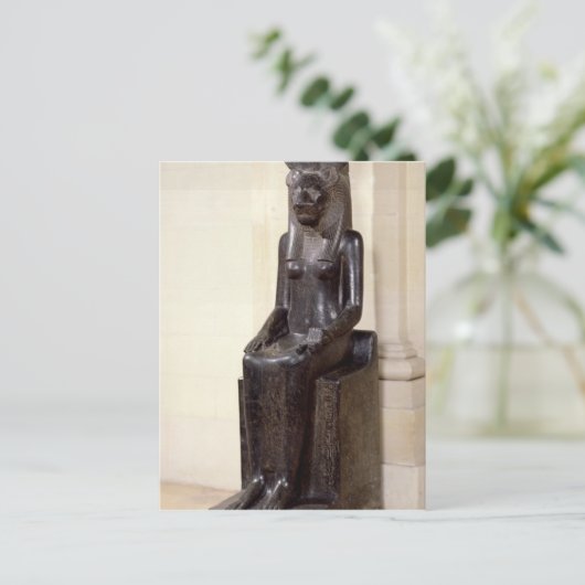 獅子頭の女神セクメットの像 ポストカード (スタンド正面)