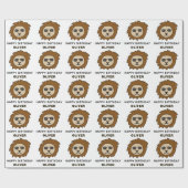 獅子頭クール模様動物誕生日 ラッピングペーパー (フラット)