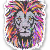 獅子頭ステッカー – カラフル獅子頭ステッカー シール (正面)