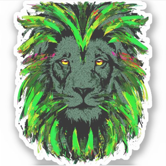 獅子頭ステッカー – グリーンライオンのステッカー シール (正面)