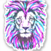 獅子頭ステッカー – 紫の獅子シール シール (正面)