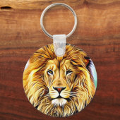 獅子頭デジタ絵画ル芸術 キーホルダー (正面)