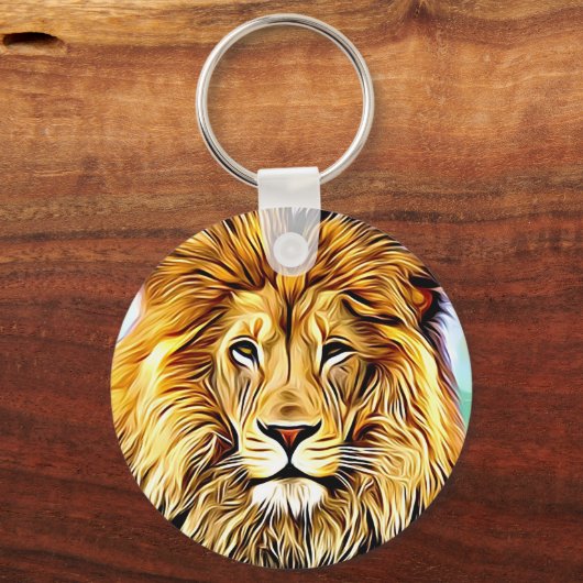 獅子頭デジタ絵画ル芸術 キーホルダー (正面)