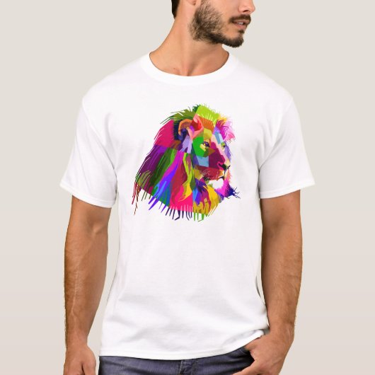 獅子頭ポップ・アートの角柱デザイン-62502 Tシャツ (正面)