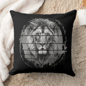 獅子黒白 クッション (ブランケット)