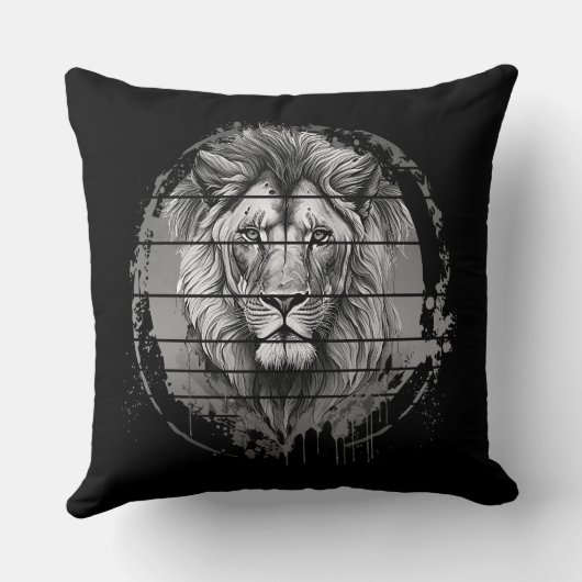 獅子黒白 クッション (裏面)