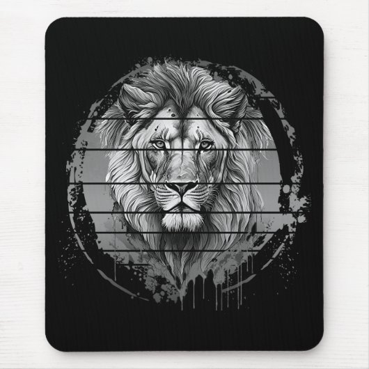 獅子黒白 マウスパッド (正面)