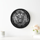 獅子黒白 ラージ壁時計 (ホーム)