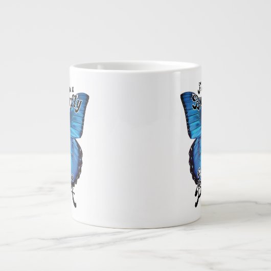 獣のおもしろいトイレユーモアのようなブルーバタフライウンチ ジャンボコーヒーマグカップ (正面)