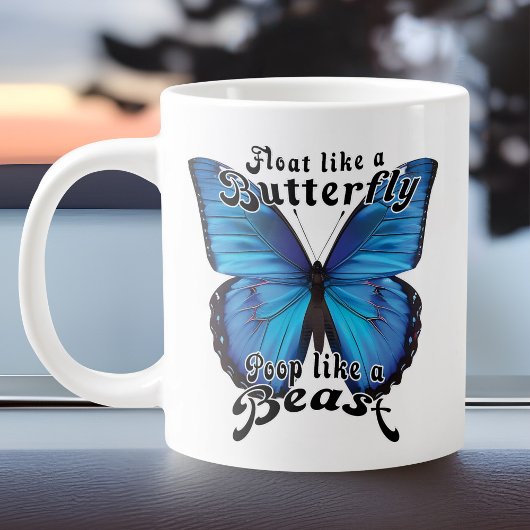 獣のおもしろいトイレユーモアのようなブルーバタフライウンチ ジャンボコーヒーマグカップ