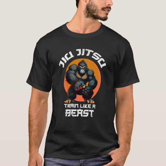 獣のように鍛えろ 柔術 ゴリラ BJJ 格闘技 Tシャツ (正面)