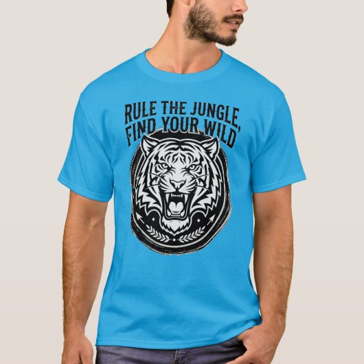 獣の力を受け入れタイガージャングルを支配野生の精神 Tシャツ (正面)