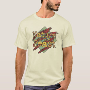「獣の自然」の風化させたロゴ Tシャツ