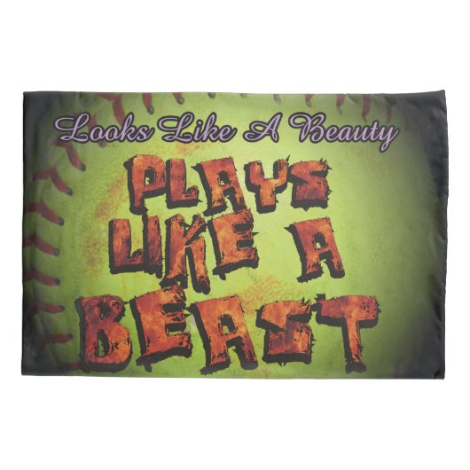 獣のFastpitchのソフトボールのような演劇 枕カバー (裏面)