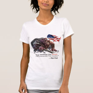 獣のTシャツの女性を食べ物を与えることを止めて下さい Tシャツ