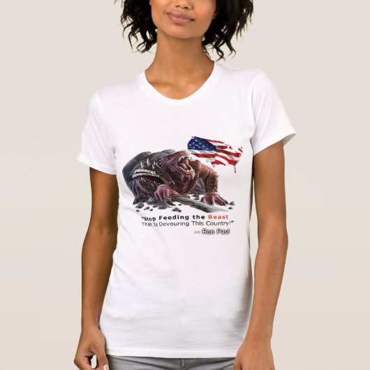 獣のTシャツの女性を食べ物を与えることを止めて下さい Tシャツ (正面)