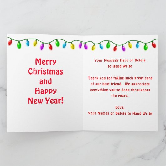 獣パーソナライズされた医のクリスマスカード男性獣医 カード (内部)